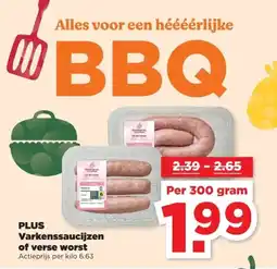 PLUS PLUS Varkenssaucijzen of verse worst aanbieding