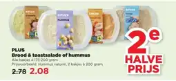 PLUS PLUS Brood & toastsalade of hummus aanbieding