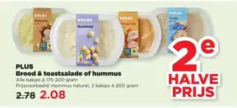 PLUS PLUS Brood & toastsalade of hummus aanbieding