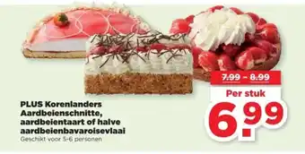 PLUS PLUS Korenlanders Aardbeienschnitte, aardbeientaart of halve aardbeienbavaroisevlaai aanbieding