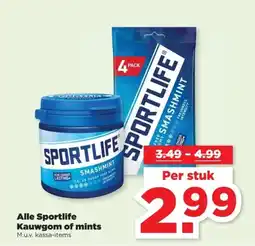 PLUS Alle Sportlife Kauwgom of mints aanbieding
