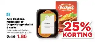 PLUS Alle Beckers, Mexicano of Diepvriesspecialist Snacks aanbieding