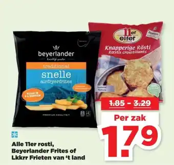 PLUS Alle 11er rosti, Beyerlander Frites of Lkkrr Frieten van 't land aanbieding