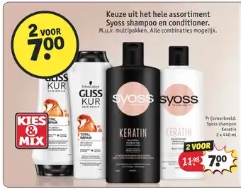 Kruidvat Keuze uit het hele assortiment Syoss shampoo en conditioner 2x440ml aanbieding