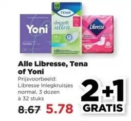 PLUS Alle Libresse, Tena of Yoni aanbieding