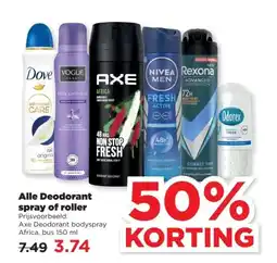 PLUS Alle Deodorant spray of roller aanbieding