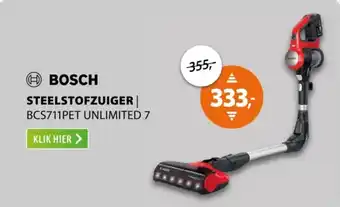 Expert BOSCH Steelstofzuiger BCS711PET UNLIMITED 7 aanbieding
