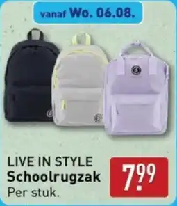 ALDI LIVE IN STYLE Schoolrugzak aanbieding