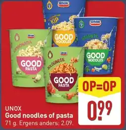 ALDI UNOX Good noodles of pasta aanbieding