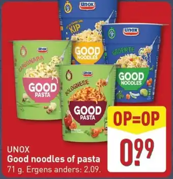 ALDI UNOX Good noodles of pasta aanbieding