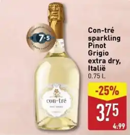 ALDI Con-tré sparkling Pinot Grigio extra dry, Italië aanbieding