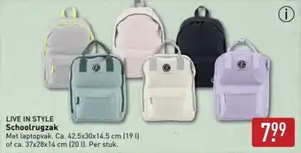 ALDI LIVE IN STYLE Schoolrugzak aanbieding
