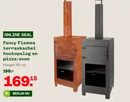 Welkoop Fancy Flames terraskachel houtopslag en pizza-oven aanbieding