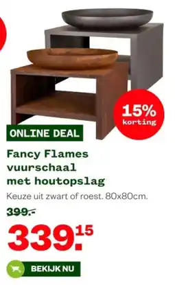Welkoop Fancy Flames vuurschaal met houtopslag aanbieding