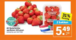 Albert Heijn AH Nederlandse aardbeien aanbieding