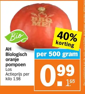 Albert Heijn AH Biologisch oranje pompoen aanbieding