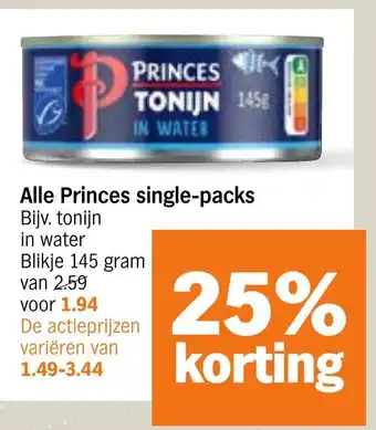 Albert Heijn Alle Princes single packs aanbieding