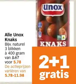 Albert Heijn Alle Unox Knaks aanbieding