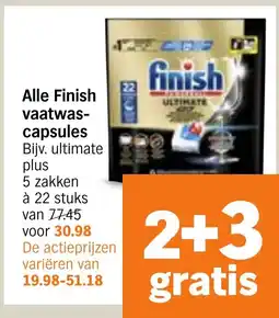 Albert Heijn Alle Finish vaatwas capsules aanbieding