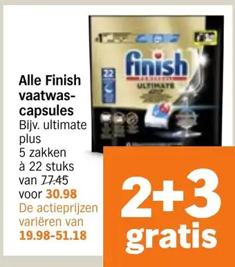 Albert Heijn Alle Finish vaatwas capsules aanbieding