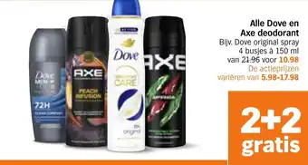 Albert Heijn Alle Dove en Axe deodorant aanbieding