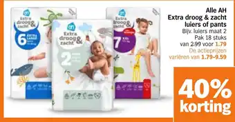Albert Heijn Alle AH Extra droog & zacht luiers of pants aanbieding