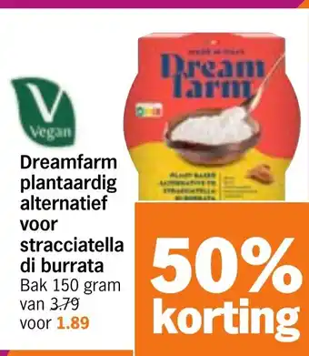 Albert Heijn Dreamfarm plantaardig alternatief voor stracciatella di burrata aanbieding