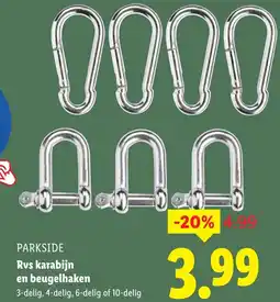 Lidl Parkside Rvs karabijn en beugelhaken aanbieding