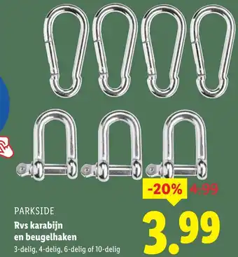 Lidl Parkside Rvs karabijn en beugelhaken aanbieding