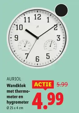 Lidl AURIOL Wandklok met thermo meter en aanbieding