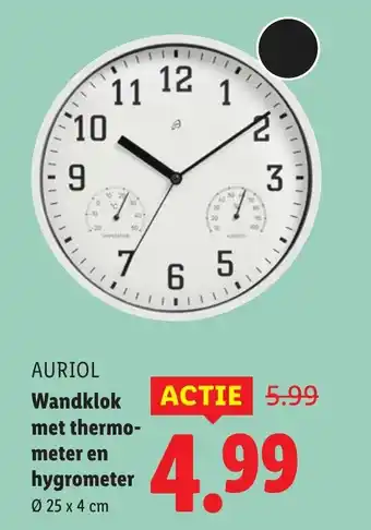 Lidl AURIOL Wandklok met thermo meter en aanbieding