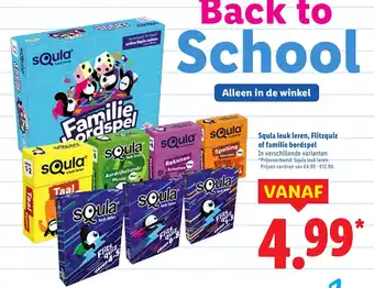 Lidl Squla leuk leren, Flitzquiz of familie bordspel aanbieding