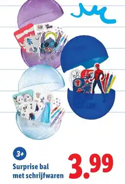 Lidl Surprise bal met schrijfwaren aanbieding