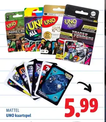 Lidl MATTEL UNO kaartspel aanbieding