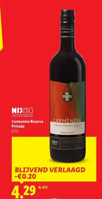 Lidl Carmenère Reserva Privada aanbieding