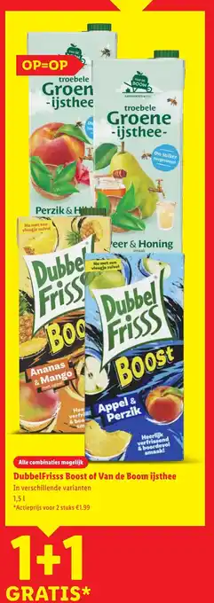 Lidl DubbelFrisss Boost of Van de Boom ijsthee aanbieding