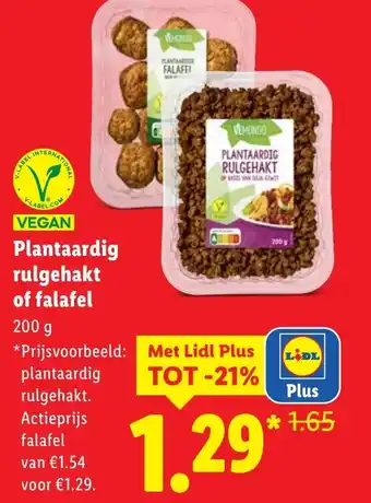 Lidl Plantaardig rulgehakt of falafel aanbieding