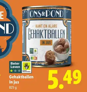 Lidl Gehaktballen in jus aanbieding