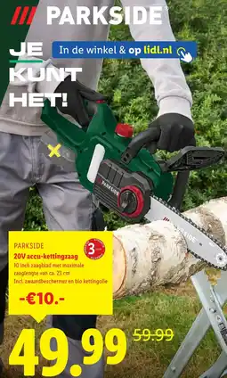Lidl Parkside 20V accu kettingzaag aanbieding