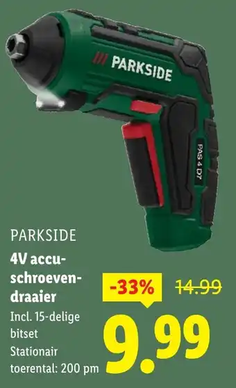 Lidl PARKSIDE 4V accu schroeven draaier aanbieding