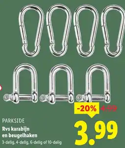Lidl PARKSIDE Rvs karabijn en beugelhaken aanbieding
