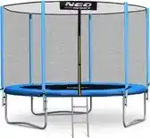 Bol.com Trampoline - 252 cm - blauw - met ladder en buitenrand net - tot 120 kg aanbieding