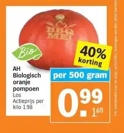 Albert Heijn Biologisch oranje pompoen Los aanbieding