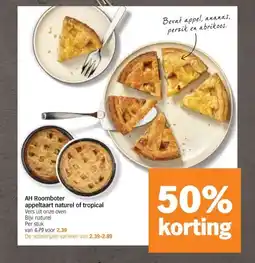 Albert Heijn AH Roomboter appeltaart naturel of tropical aanbieding
