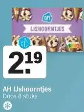 Albert Heijn AH IJshoorntjes Doos 8 stuks aanbieding