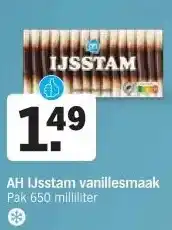 Albert Heijn AH IJsstam vanillesmaak Pak 650 milliliter aanbieding
