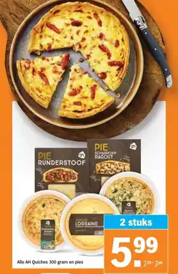 Albert Heijn Alle AH Quiches 300 gram en pies aanbieding