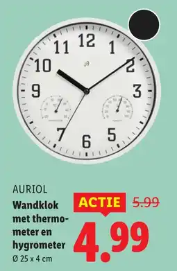 Lidl Auriol Wandklok met thermo meter en hygrometer aanbieding