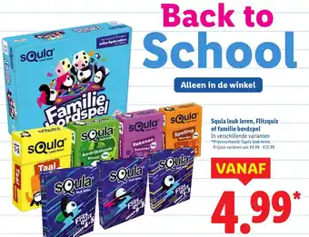 Lidl Squla leuk leren, Flitzquiz of familie bordspel aanbieding
