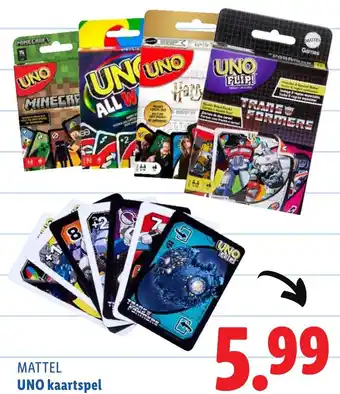 Lidl MATTEL UNO kaartspel aanbieding
